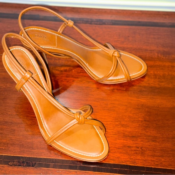 RALPH LAUREN POLO, BROWN, LEATHER, WOMEN’S DESIGNER HIGH-HEEL SANDALS  Size: 10B - Picture 7 of 13